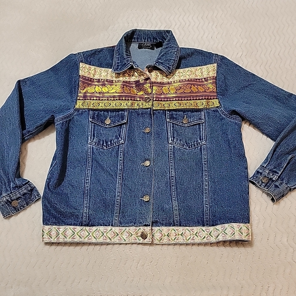 Agapo Jean Jacket Women's Medium Tunic Trim